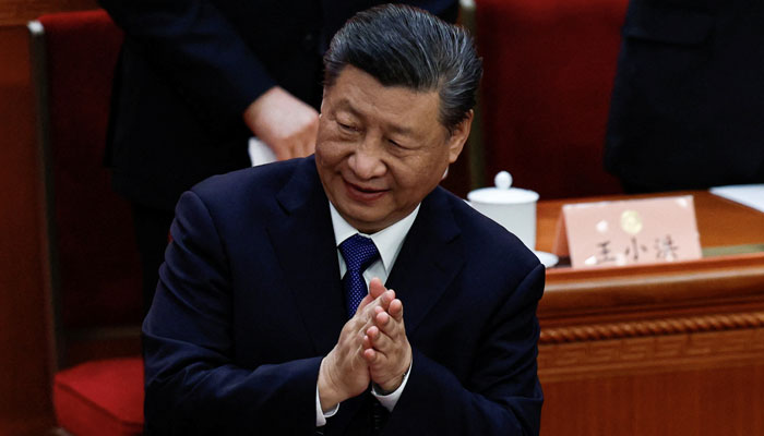 Chinese President Xi Jinping applauds at the closing session of the Chinese Peoples Political Consultative Conference (CPPCC) at the Great Hall of the People in Beijing, China March 10, 2024. —Reuters