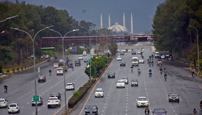 A view of Faisal Mosque during rain in the Federal Capital Territory on March 13, 2024. —Online