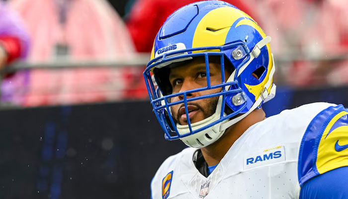 Former Los Angeles Rams defensive tackle Aaron Donald before the game against the Baltimore Ravens at M and T Bank Stadium in Baltimore, Maryland, US onDecember 10, 2023. — Reuters