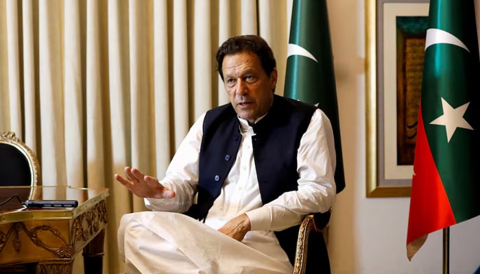 Former Pakistani Prime Minister Imran Khan speaks with Reuters during an interview, in Lahore, Pakistan March 17, 2023. — Reuters