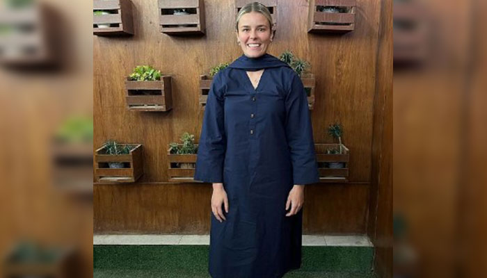 Multan Sultans spin bowling coach Alex Hartley poses for a photo during her stay in Pakistan. — Instagram/alexhartley93/File