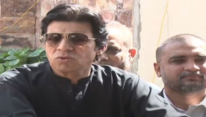 Former federal minister Faisal Vawda speaks with the media in Karachi on March 18, 2024, in this still taken from a video. — YouTube/Geo News Live