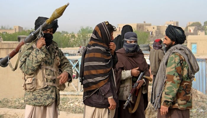 Members of the Taliban gather in Ghazni province, Afghanistan, in this undated image. — Reuters