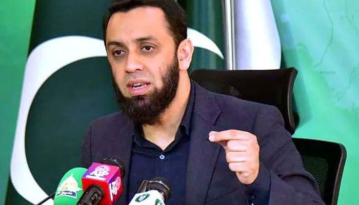 Information Minister Atta Tarar addressing a press conference on February 7, 2023. — APP