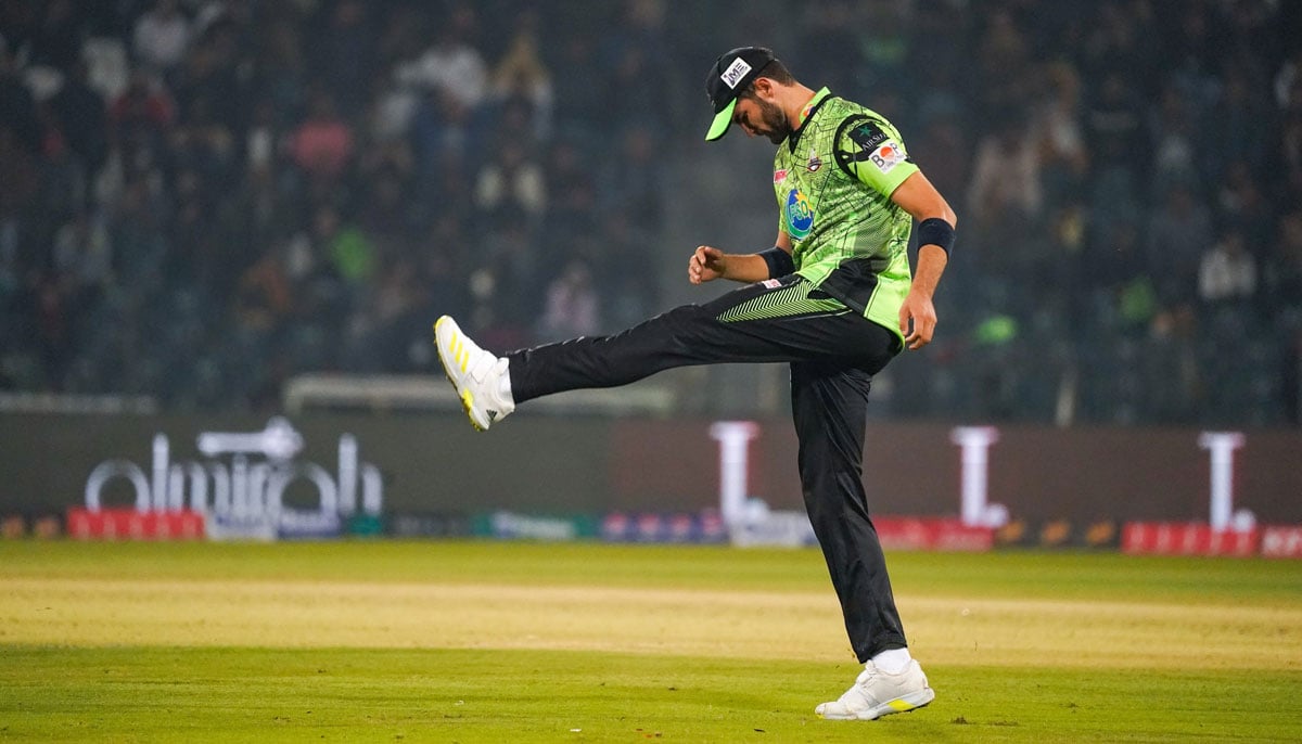 Shaheen Shah Afridi charging to bowl during the match against Quetta Gladiators. — PCB
