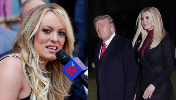 This combination of images showsadult film actress Stormy Daniels (left) andformer United States president Donald Trump (right) with daughter and former White House advisor Ivanka Trump. — Reuters/Files