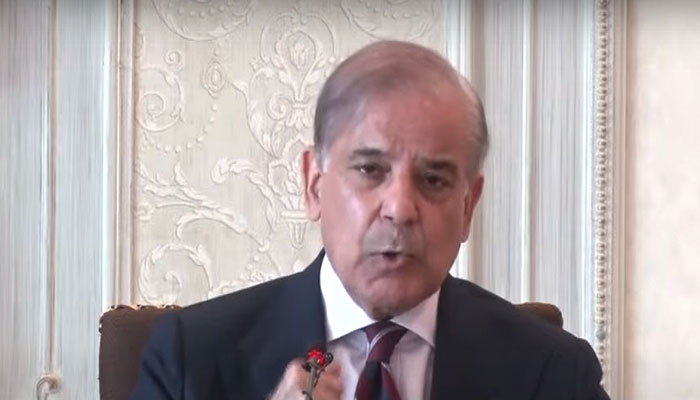 Prime Minister Shehbaz Sharif addressing the federal cabinet on Wednesday, March 20, 2024. — YouTube screengrab/PTV News