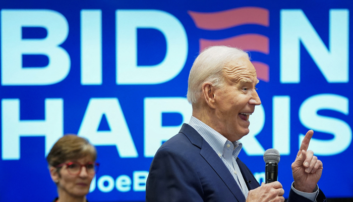 President Joe Biden speaks during a campaign visit at the Washoe Democratic Party Office, in Reno, Nevada on March 19, 2024. — Reuters