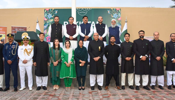 Flag hoisting ceremony held at the Embassy of Pakistan in Riyadh. — X/@PakinSaudiArab