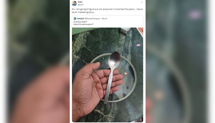 A screenshot of the tweet that sparked a debate over the spoon. X/@sidin