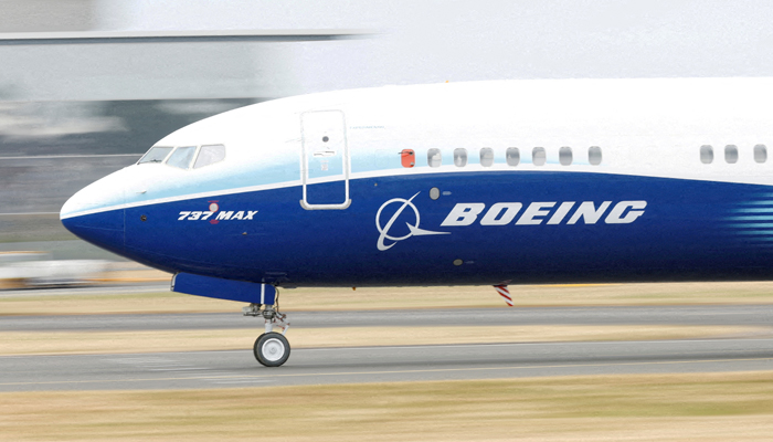 A Boeing 737 Max aircraft during a display at the Farnborough International Airshow, in Farnborough, Britain, July 20, 2022. — Reuters