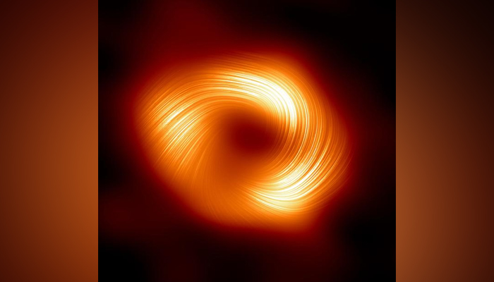 Magnetic fields can be seen spiraling around a black hole Sagittarius A* at the center of a Milky Way galaxy in this image released on March 27, 2024. —Event Horizon Telescope (EHT) Collaboration viaCenter for Astrophysics, Harvard & Smithsonian