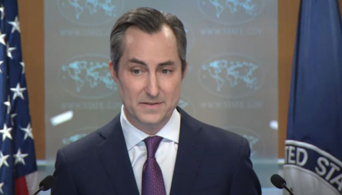 State Department spokesperson Matthew Miller addressing a press briefing in Washington, on March 27, 2024, in this still taken from a video. — YouTube/US Department of State