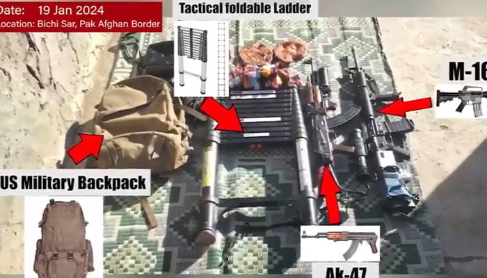 A representational image showing various weapons and equipment confiscated from terrorists. — Reporter