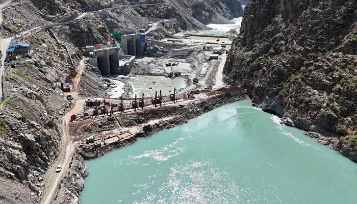 A view of construction happening at the site of the Dasu Hydropower Project. — X/@wapda_pr