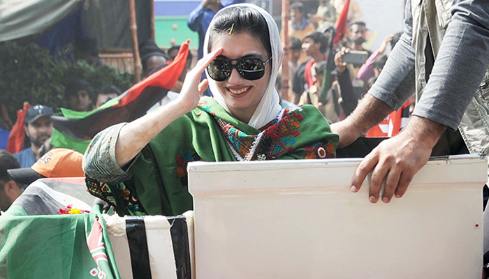 PPP leader Aseefa Bhutto-Zardari visits Badin in connection with February 8 general elections in Hyderabad on January 31, 2024. — Online