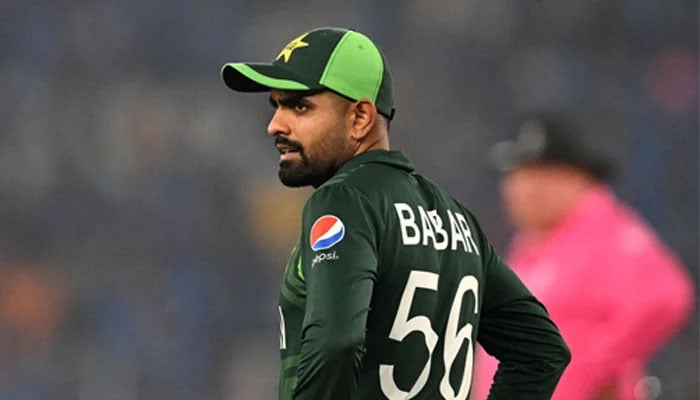 Pakistan’s former captain Babar Azam fields during the 2023 ICC Men’s Cricket World Cup match between India and Pakistan at the Narendra Modi Stadium in Ahmedabad on October 14, 2023. — AFP