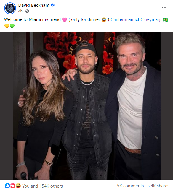 David Beckham welcomes Neymar in Miami