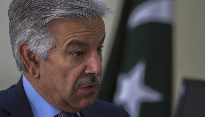 Defence Minister Khawaja Asif during an inverview. — Reuters/File