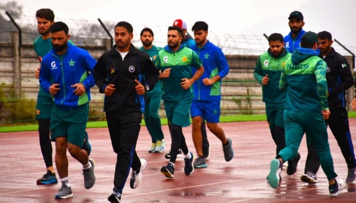 Pakistan cricket players are attending the fitness camp at Army School of Physical Training (ASPT), Kakul, in a photo released on March 28, 2024. —Facebook/ Pakistan Cricket Team