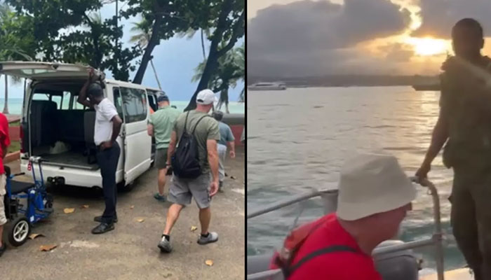 Eigth passengers left stranded at an African island by cruise ship after being late for boarding time. — LadBible