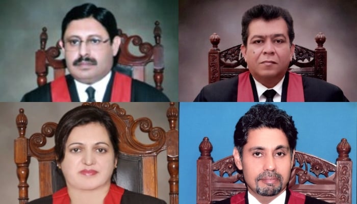LHC judges (L-R): Justice Shujaat Ali Khan, Justice Shahid Bilal Hasan, Justice Alia Neelum and Justice Abid Aziz Sheikh. — LHC website