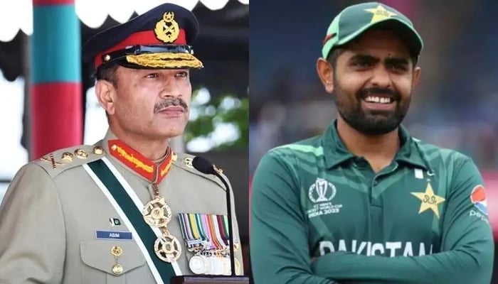 Chief of Army Staff (COAS) General Asim Munir (left) and Pakistan captain Babar Azam. — ISPR/AFP