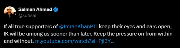 Screenshot of post by Salman Ahmed on X. — x/@sufisal