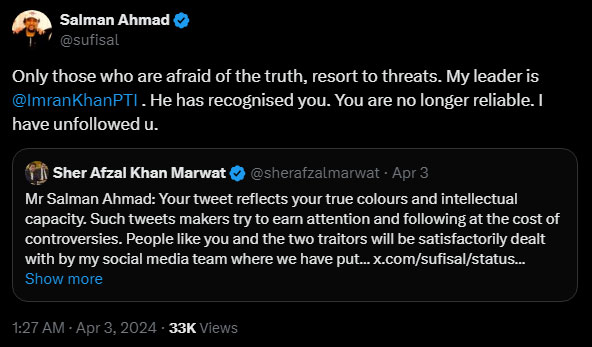Screenshot of post by Salman Ahmed on X. — x/@sufisal