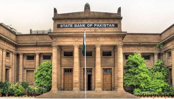 The facade of the State Bank of Pakistans building in Karachi. — AFP/File