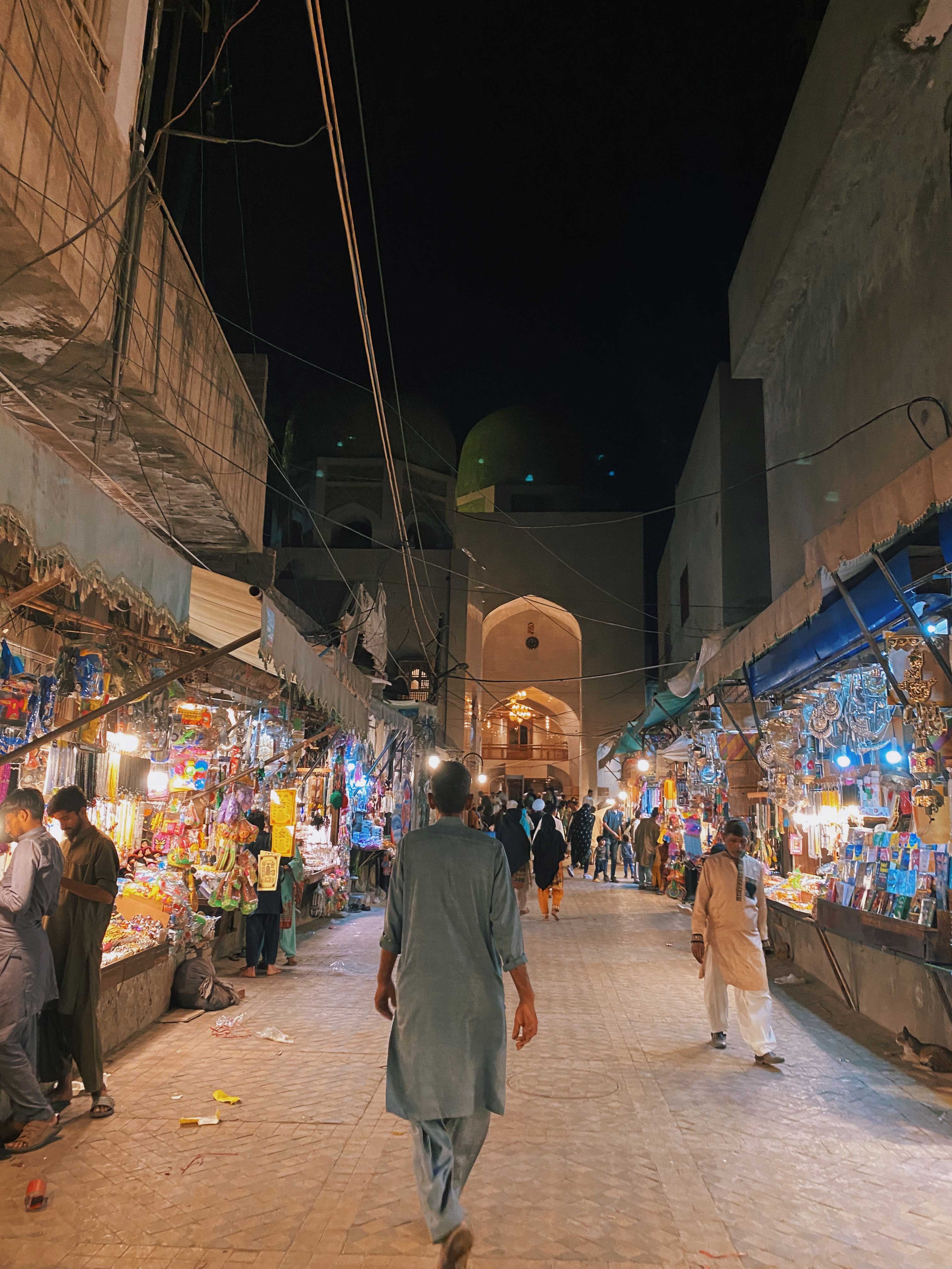 The view of the renovated Bibi Pak Daman Mazar from the street leading up to it. — Photo by author