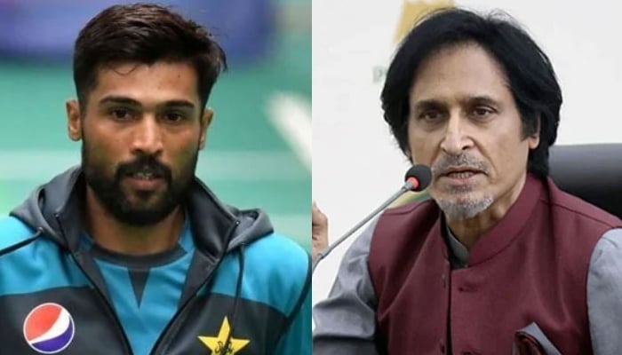 Pakistans left-arm pacer Mohammad Amir (left) and former skipper Ramiz Raja. — AFP/PCB/File