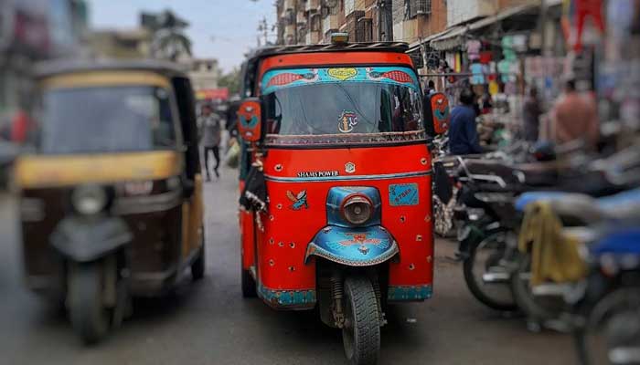 A rickshaw parked in Gulshan-e-Iqbal. — Photo by author