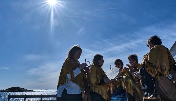 Burgeo First Nation members gather for a total solar eclipse in Newfoundland, Canada REUTERS