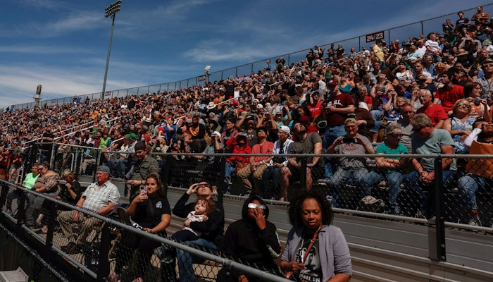 People at Saluki Stadium in Carbondale. REUTERS