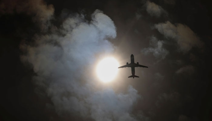 A partial solar eclipse seen from Queens, New York City, U.S., April 8, 2024. REUTERS