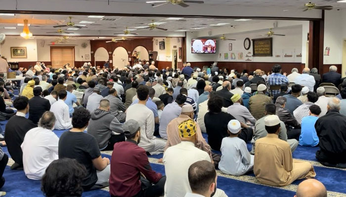 People attend Eid-ul-Fitr khutba at a mosque in the United States. — Reporter