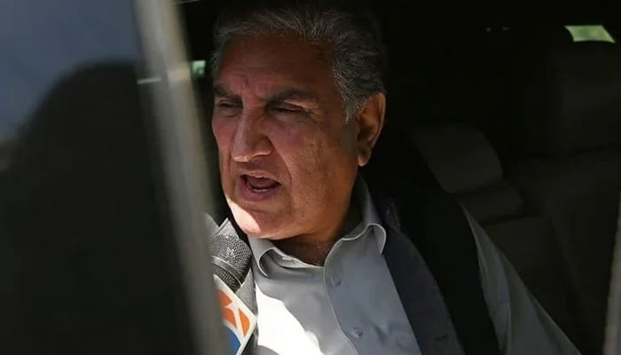 PTI Vice Chairman Shah Mahmood Qureshi speaks with the media in Islamabad on May 10, 2023. — AFP