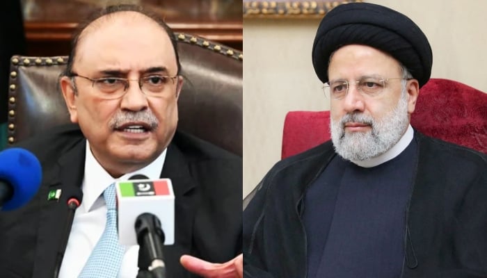 President Asif Ali Zardari (left) and Iranian President Seyyed Ebrahim Raisi. — MediacellPPP/Reuters/Files