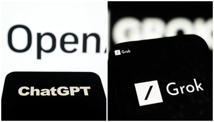 Logos of OpenAI’s ChatGPT (left) and xAI’s chatbot Grok are seen in these illustrations. — Reuters/AFP