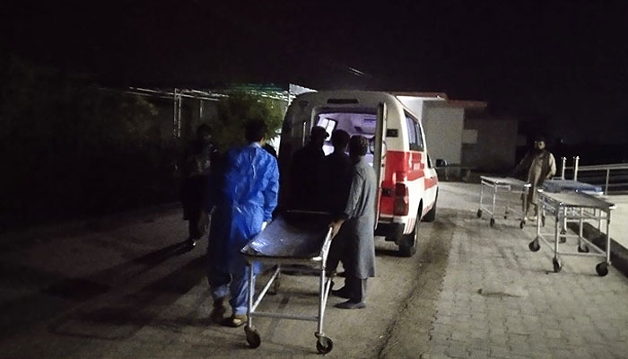 The picture shows an ambulance at the site of incident in Nushki district of Balochistan on Friday, April 12, 2024. — Provided by the reporter