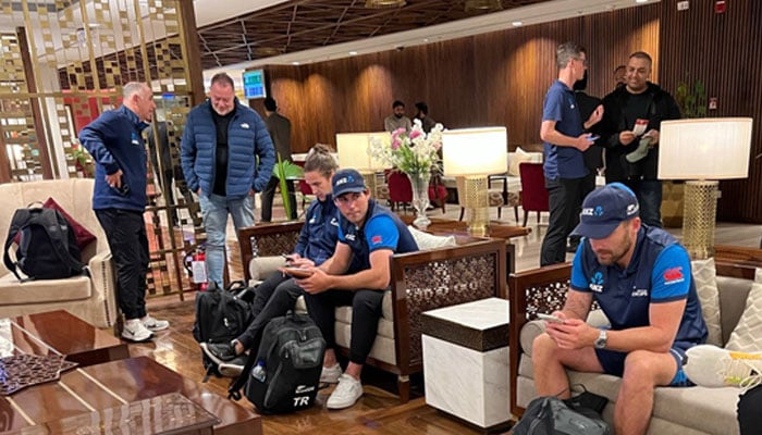 Members of the New Zealand cricket team squad pictured in Islamabad after their arrival on April 14, 2024. — X/TheRealPCB