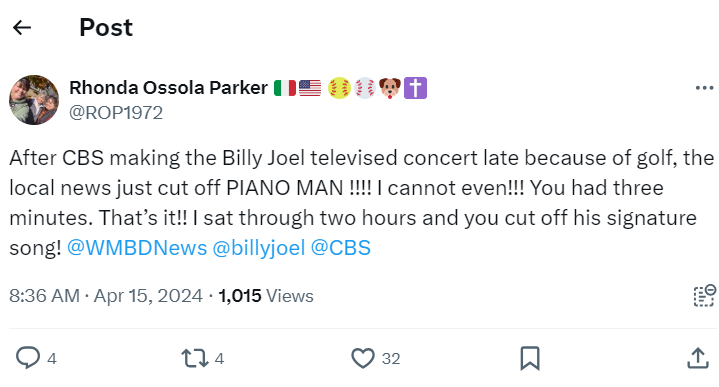 Billy Joel gets cut off during special broadcast Fans react