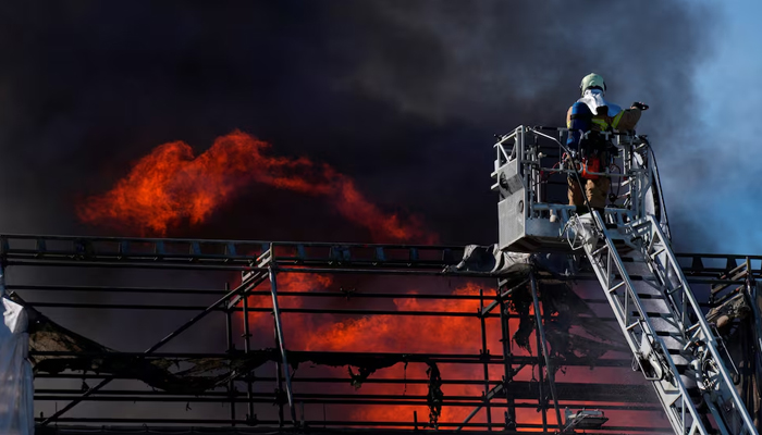 Old Copenhagen Stock Exchange building was undergoing renovation when fire broke out on April 16, 2024. — Reuters