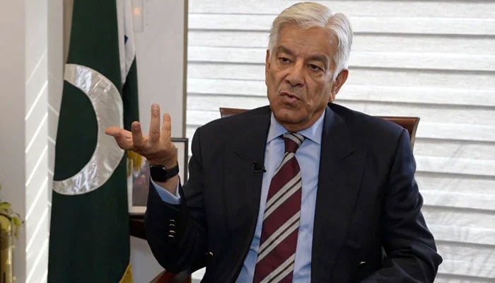 Defence minister Khawaja Asif in an interview with BBC Urdu. — X/FarhatJavedR