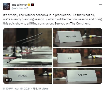 Netflixs ‘The Witcher drops major announcement amid season 4 production