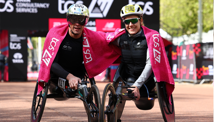 Swiss Catherine Debrunne (R) wins womens and Marcel Hug mens London Marathon. — Reuters