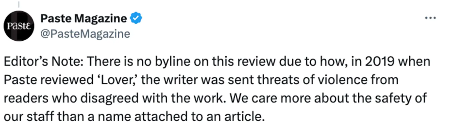 Taylor Swift fans cant take criticism against songstress?