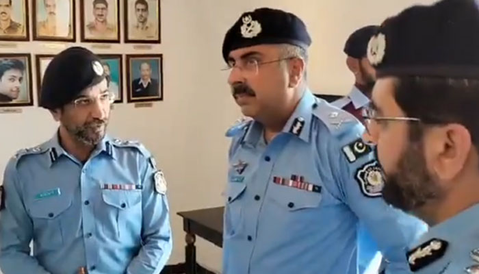 The newly appointed Islamabad IGP Syed Ali Nasir Rizvi visits the police the martyrs memorial after his appointment on April 22, 2024, in this still taken from a video. — X/ICT_Police