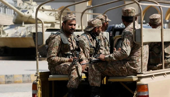 Pakistan Army personnel during the patrolling in this undated image. — Reuters/File